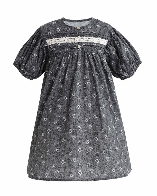 kids atelier sweet cactus Gray Floral Lace Dress