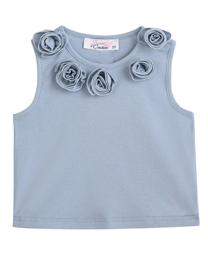 kids atelier sweet cactus Blue Floral Bow Short Set
