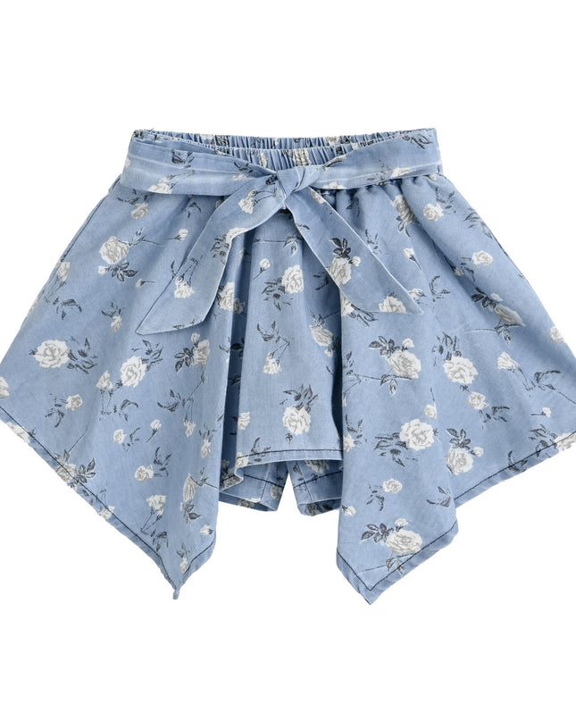 kids atelier sweet cactus Blue Floral Bow Short Set