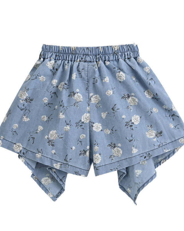 kids atelier sweet cactus Blue Floral Bow Short Set