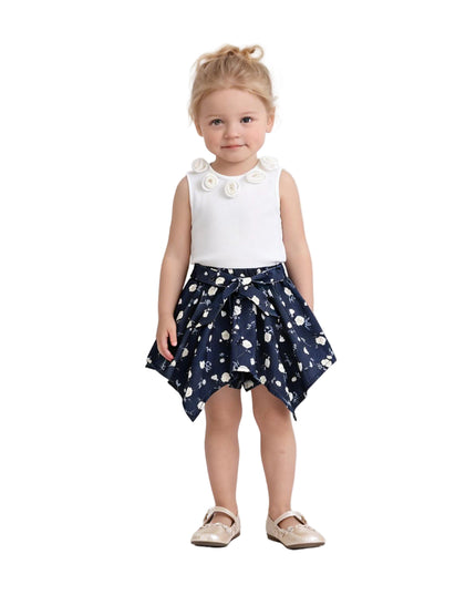 kids atelier sweet cactus Navy Floral Bow Short Set