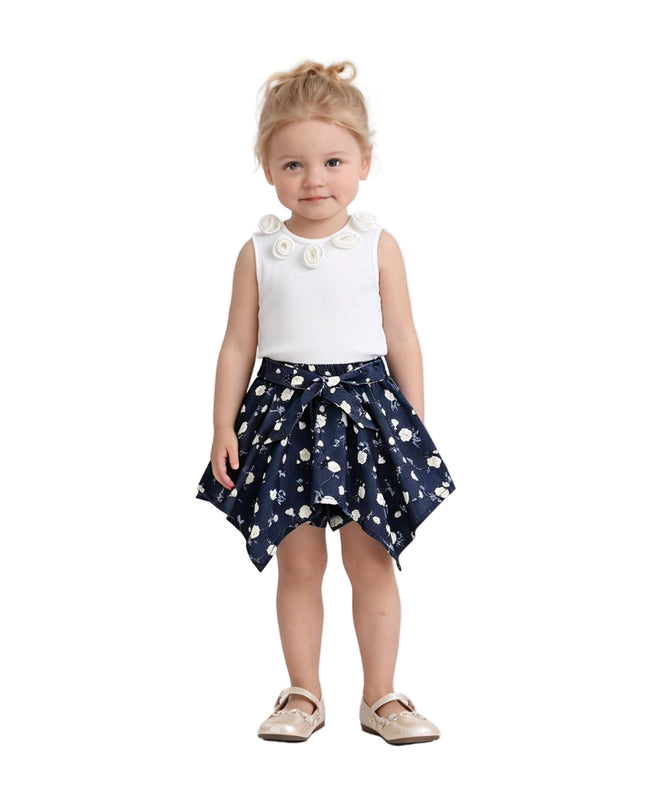 kids atelier sweet cactus Navy Floral Bow Short Set