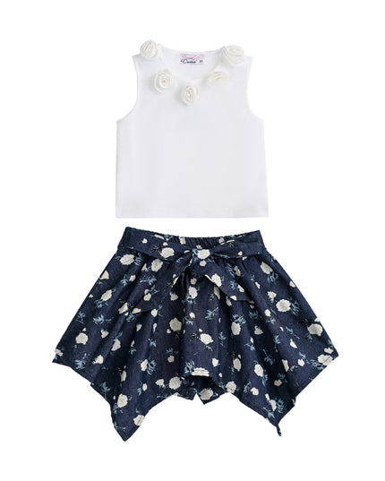 kids atelier sweet cactus Navy Floral Bow Short Set