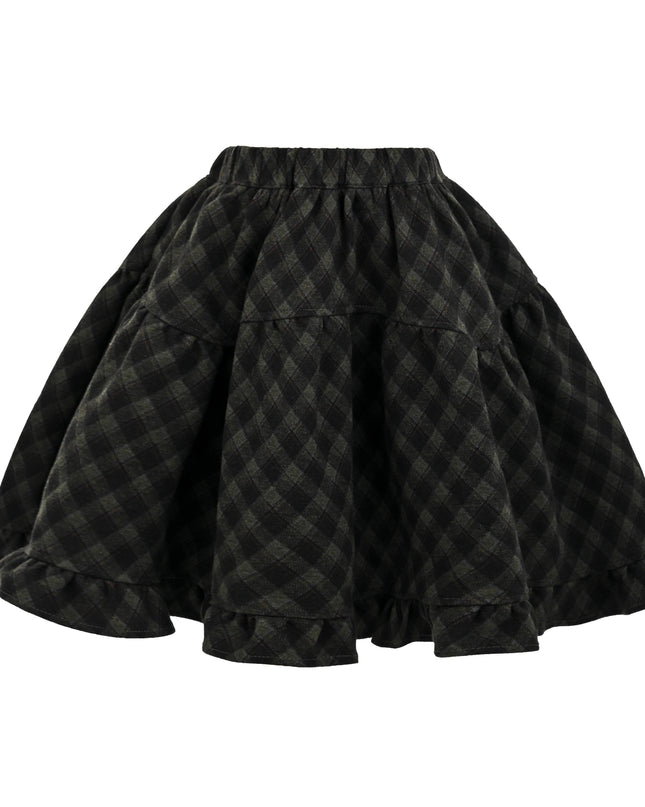 kids atelier sweet cactus Dark Gray Checkered Flared Skirt