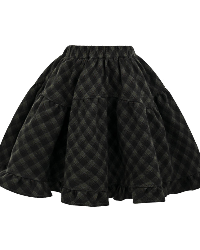 kids atelier sweet cactus Dark Gray Checkered Flared Skirt