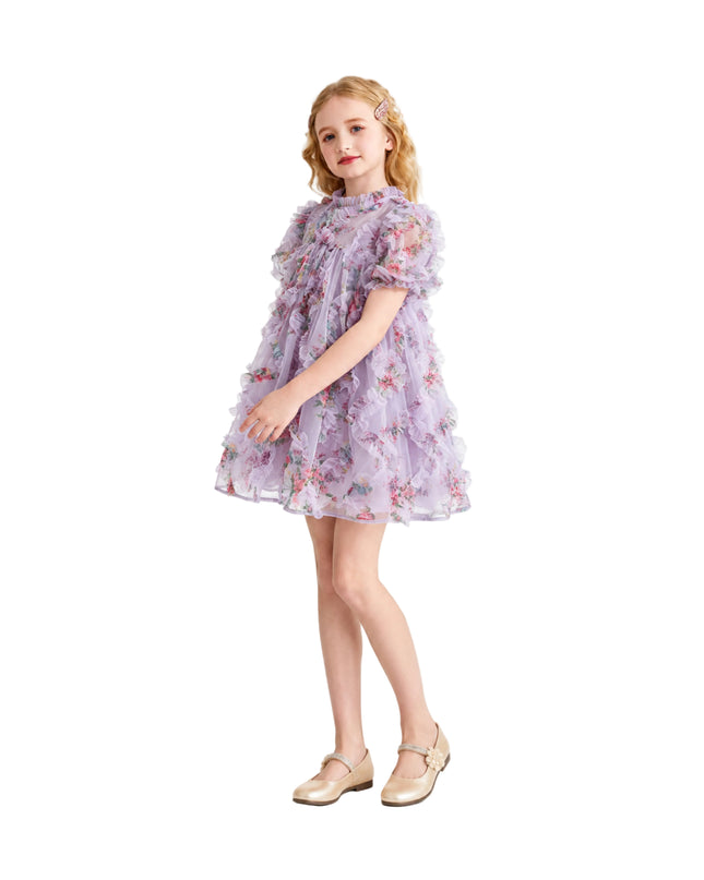 kids atelier sweetcactus Lavender Garden Ruffle Occasion Dress