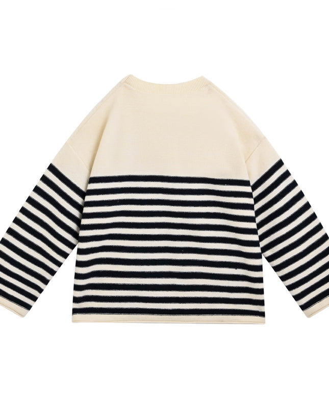 kids atelier sweet cactus Cream Striped Character Sweater
