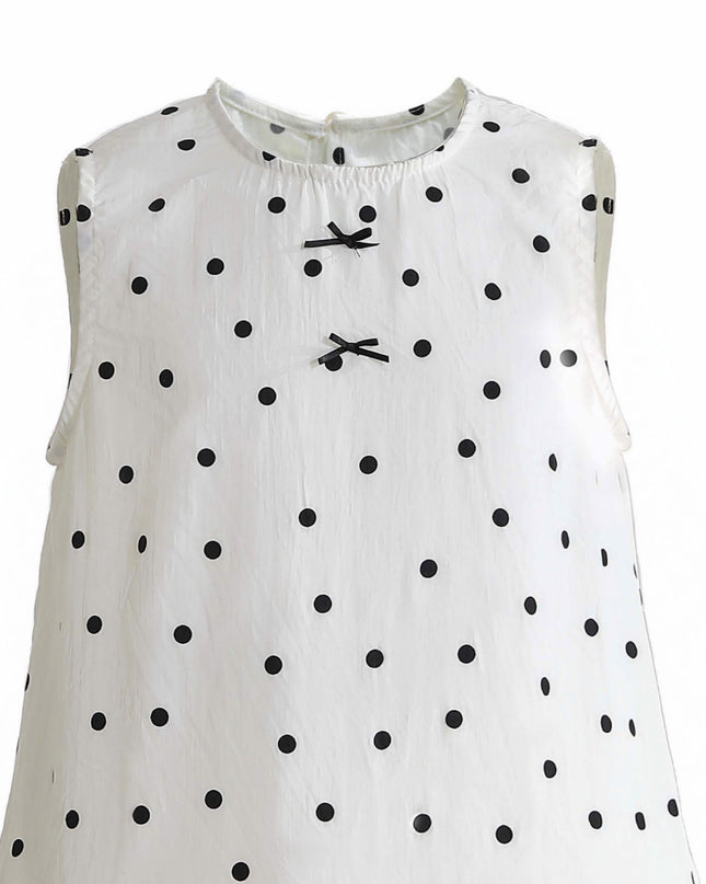 kids atelier sweet cactus Beige Polka Dot Bow Dress