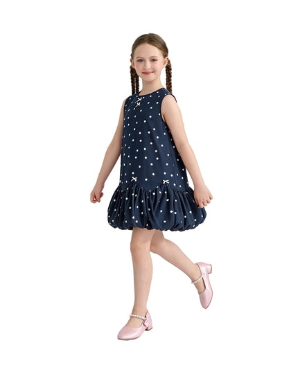 kids atelier sweet cactus Navy Polka Dot Bow Dress