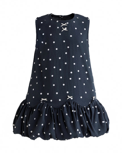 kids atelier sweet cactus Navy Polka Dot Bow Dress