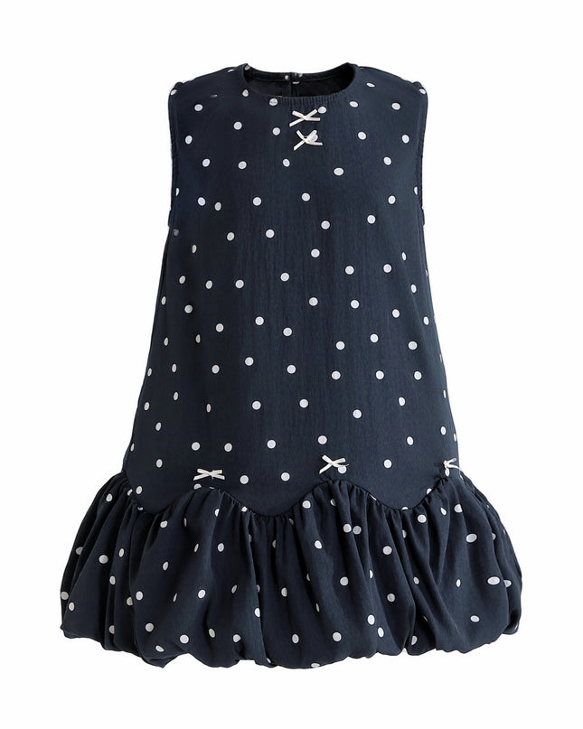 kids atelier sweet cactus Navy Polka Dot Bow Dress