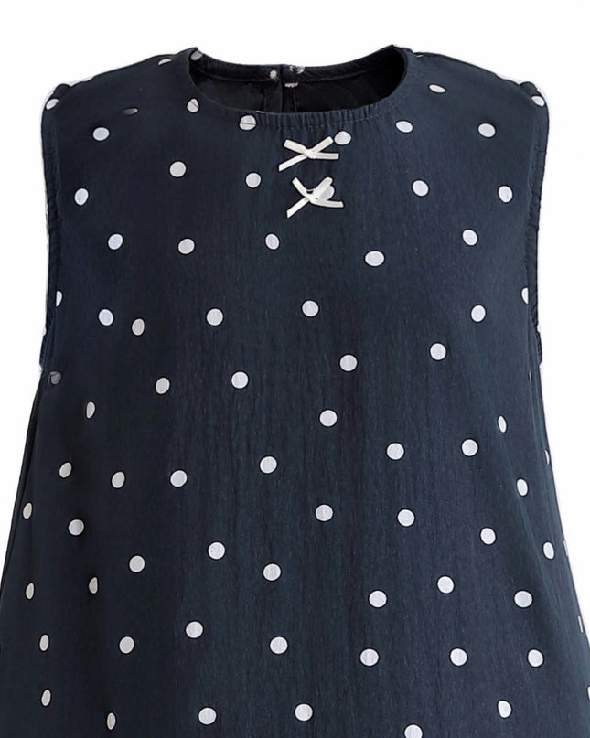 kids atelier sweet cactus Navy Polka Dot Bow Dress