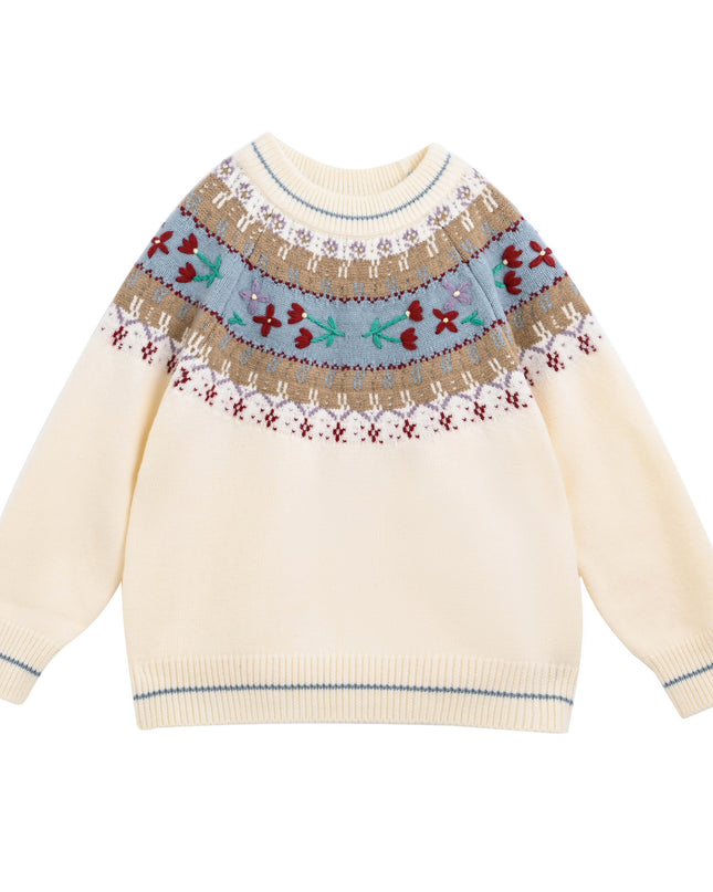 kids atelier sweet cactus Cream Nordic Sweater