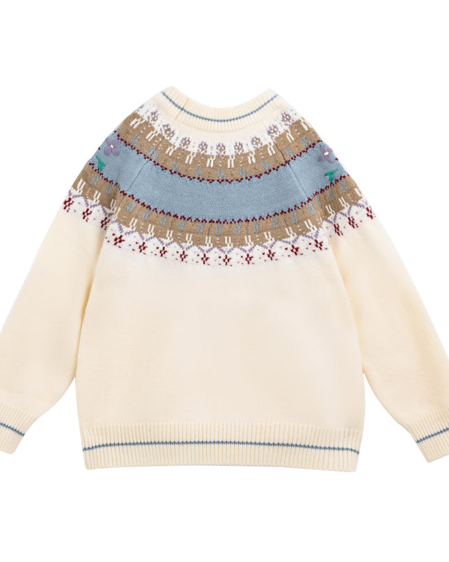 kids atelier sweet cactus Cream Nordic Sweater