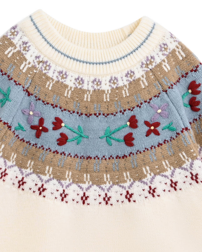 kids atelier sweet cactus Cream Nordic Sweater