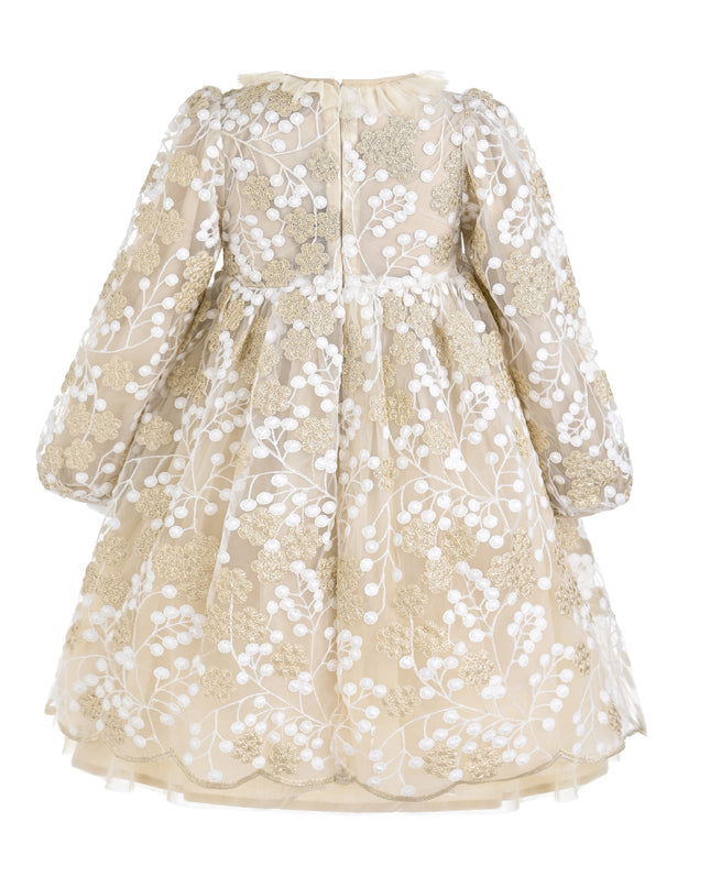 kids atelier sweet cactus Champagne Floral Embroidered Dress