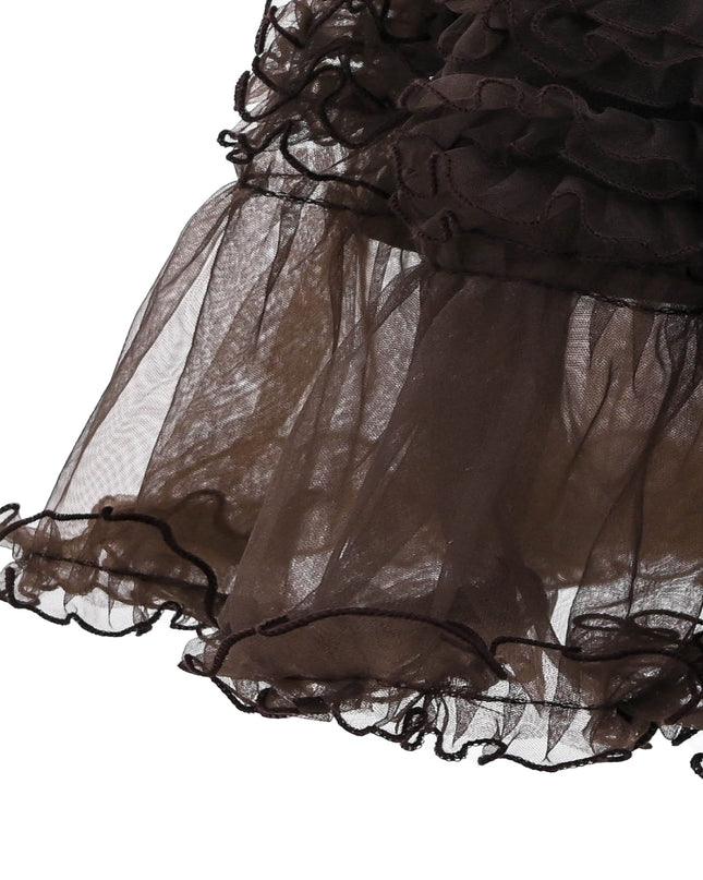 kids atelier sweet cactus Brown Layered Tulle Skirt