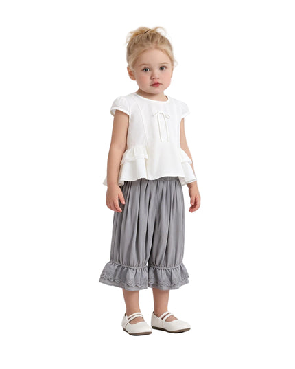 kids atelier sweet cactus Grey Ruffled Short Set