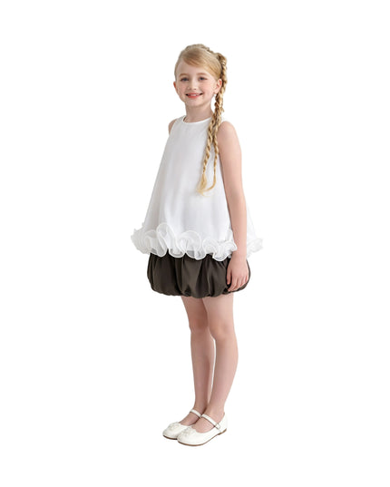 kids atelier sweet cactus White Ruffle Puff Skirt Set