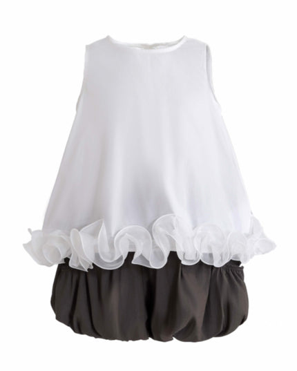 kids atelier sweet cactus White Ruffle Puff Skirt Set