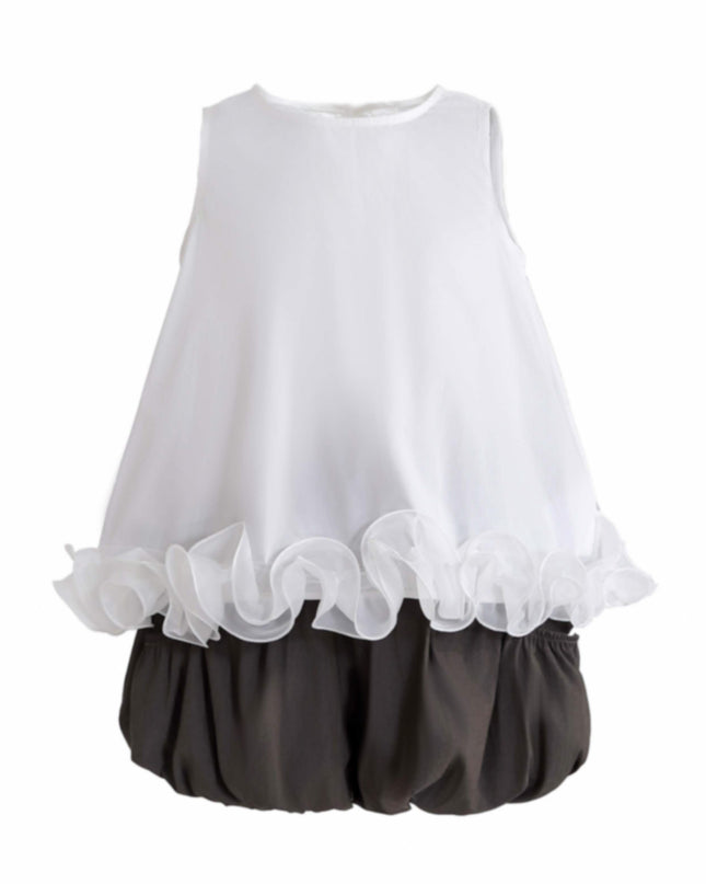 kids atelier sweet cactus White Ruffle Puff Skirt Set