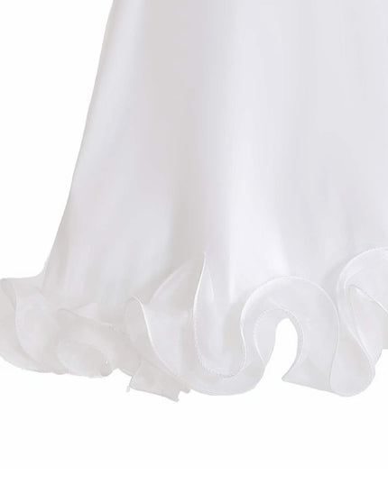 White Ruffle Puff Skirt Set