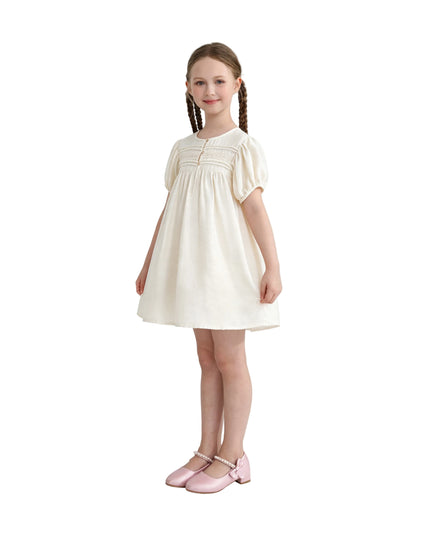kids atelier sweet cactus Cream Lace Button Dress