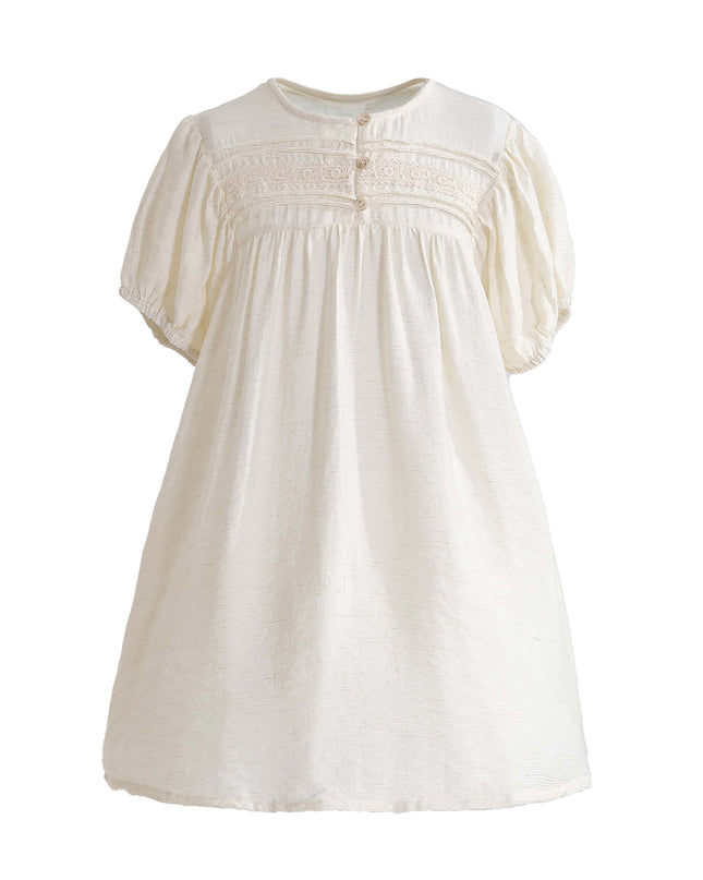 kids atelier sweet cactus Cream Lace Button Dress