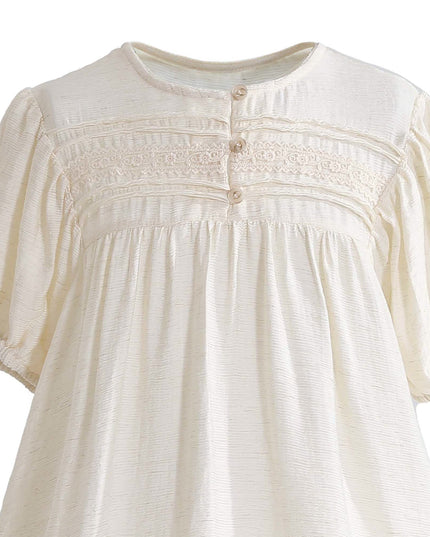 kids atelier sweet cactus Cream Lace Button Dress