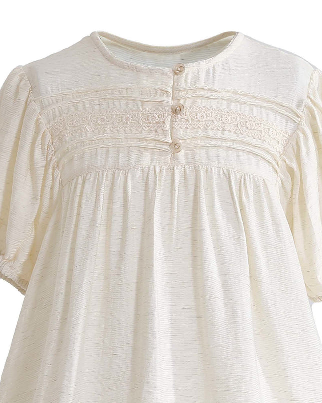 kids atelier sweet cactus Cream Lace Button Dress