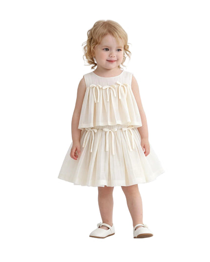 kids atelier sweet cactus Cream Bow-Tie Skirt Set