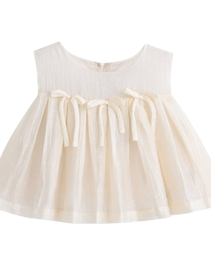 kids atelier sweet cactus Cream Bow-Tie Skirt Set
