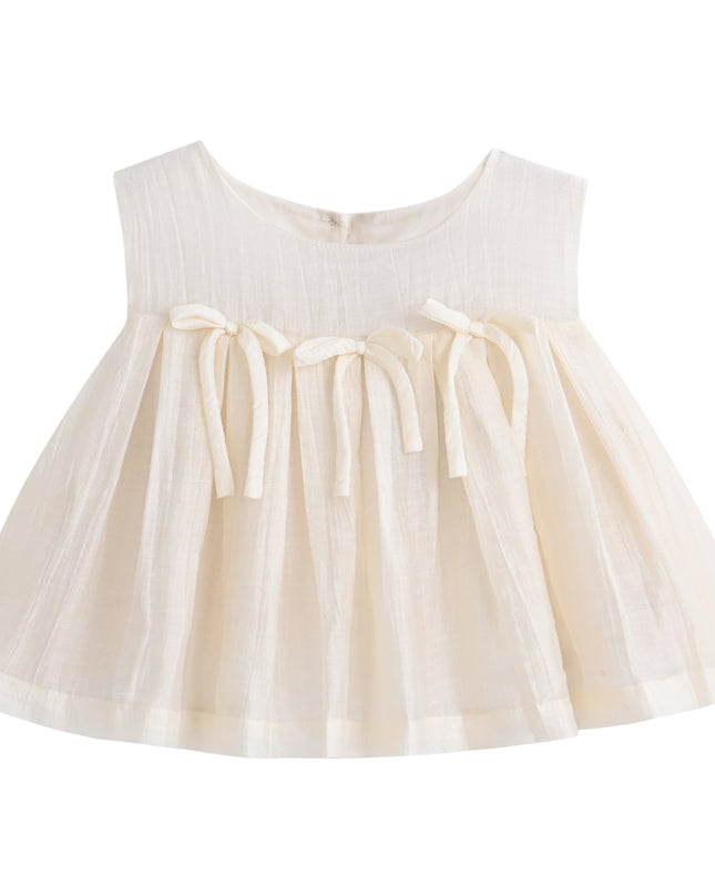 kids atelier sweet cactus Cream Bow-Tie Skirt Set