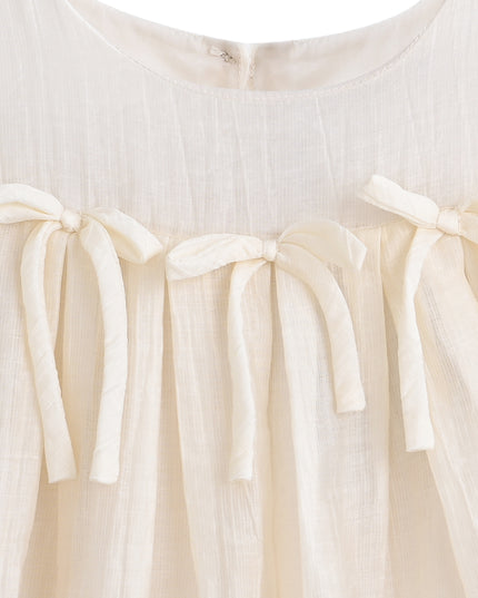 kids atelier sweet cactus Cream Bow-Tie Skirt Set