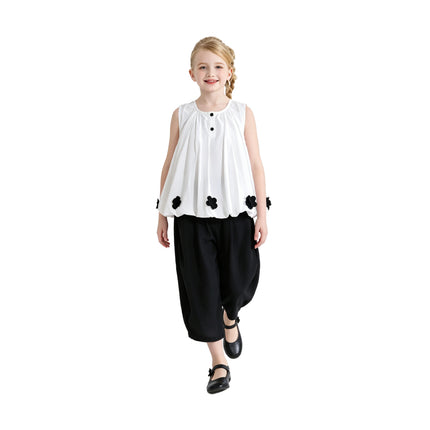 kids atelier sweet cactus White Floral Pants Set
