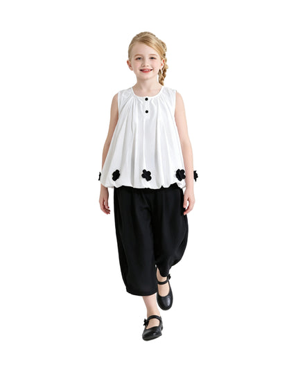 kids atelier sweet cactus White Floral Pants Set