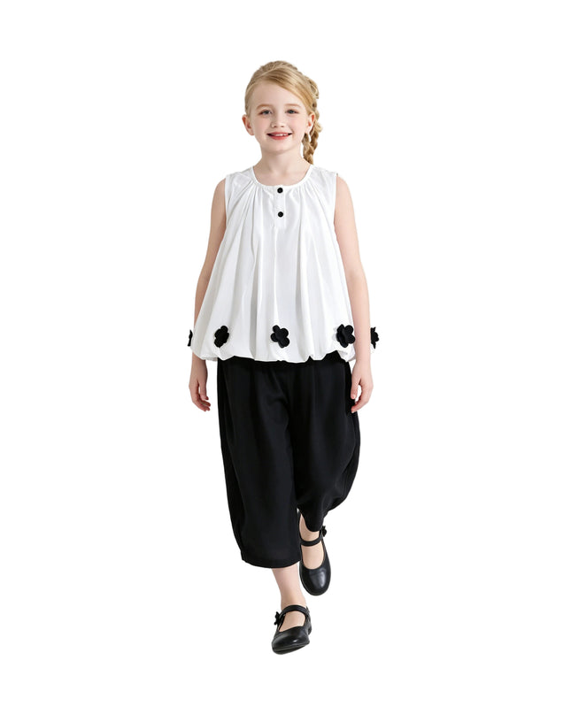 kids atelier sweet cactus White Floral Pants Set