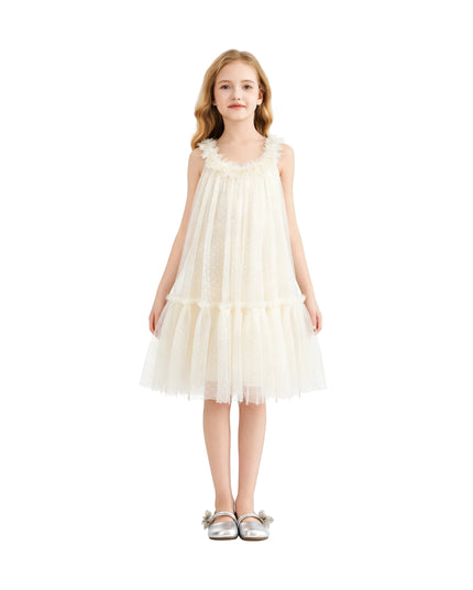 kids atelier sweet cactus Delicate Dotted Ruffle Tier Dress