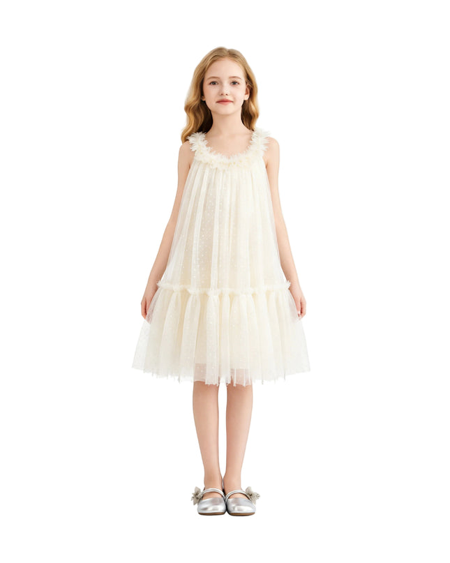 kids atelier sweet cactus Delicate Dotted Ruffle Tier Dress