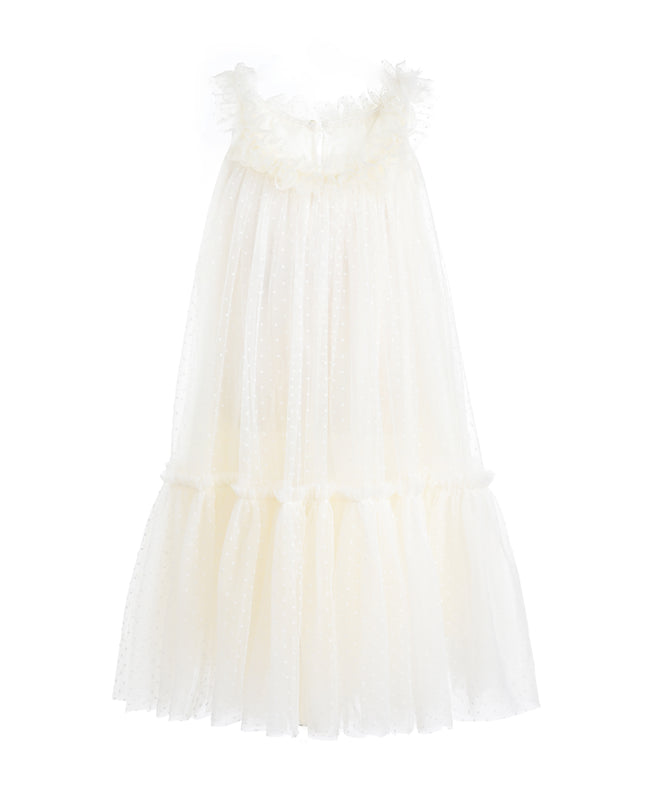 kids atelier sweet cactus Delicate Dotted Ruffle Tier Dress