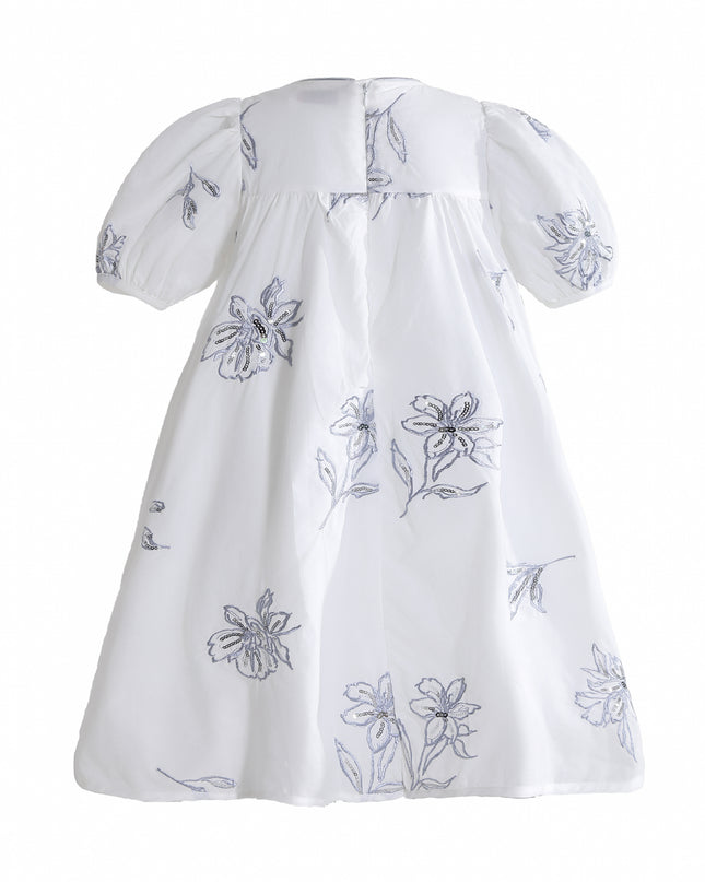 kids atelier sweetcactus Whisper Embroidered Puff-Sleeve Dress