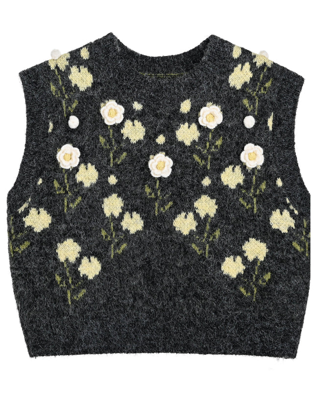 kids atelier sweet cactus Floral Knit Vest & Tulle Skirt Set
