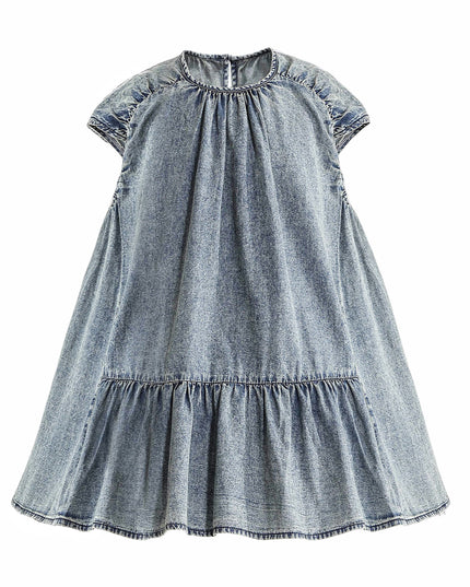 kids atelier sweet cactus Blue Denim Tiered Dress