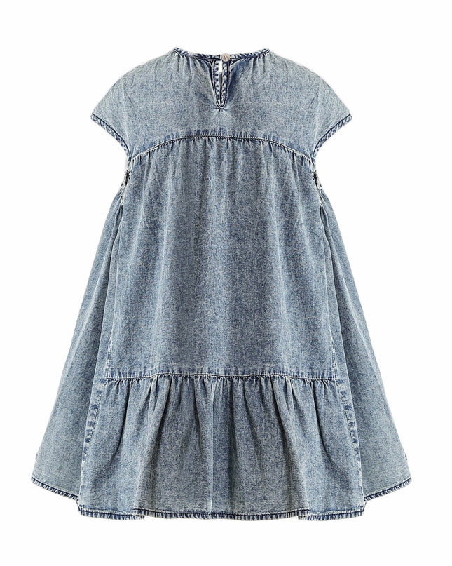 kids atelier sweet cactus Blue Denim Tiered Dress