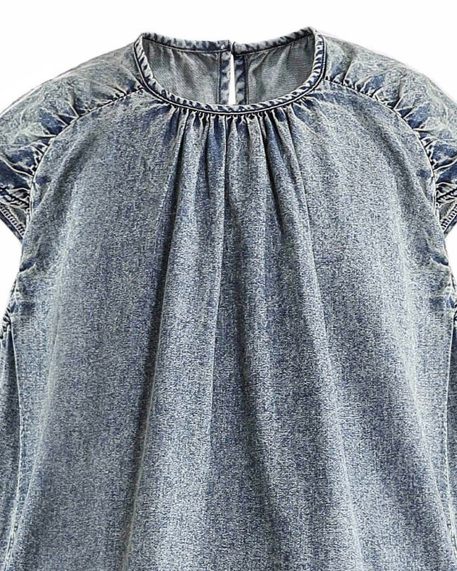 kids atelier sweet cactus Blue Denim Tiered Dress