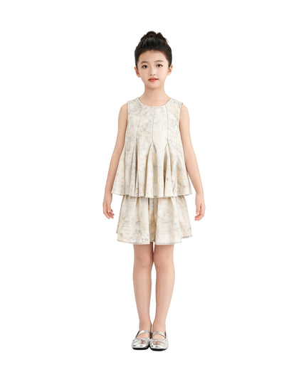 kids atelier sweet cactus Marble Pleated Two-Piece Set