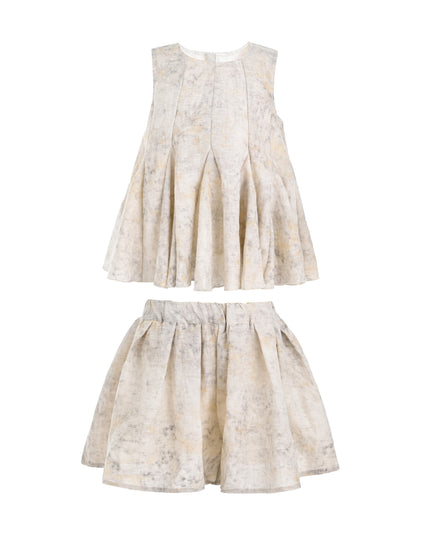 kids atelier sweet cactus Marble Pleated Two-Piece Set