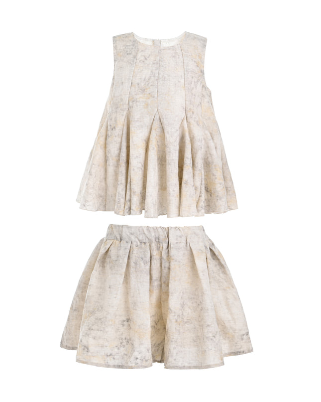 kids atelier sweet cactus Marble Pleated Two-Piece Set
