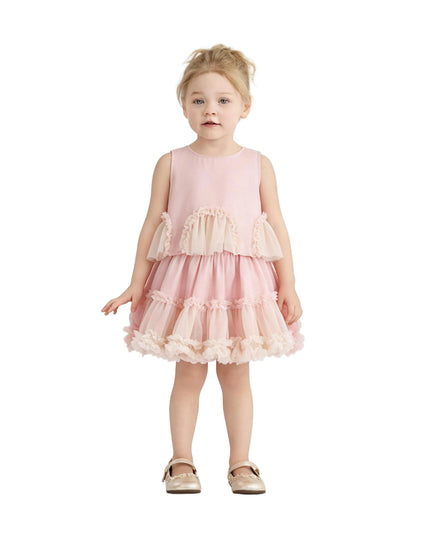 kids atelier sweet cactus Pink Tulle Ruffle Skirt Set