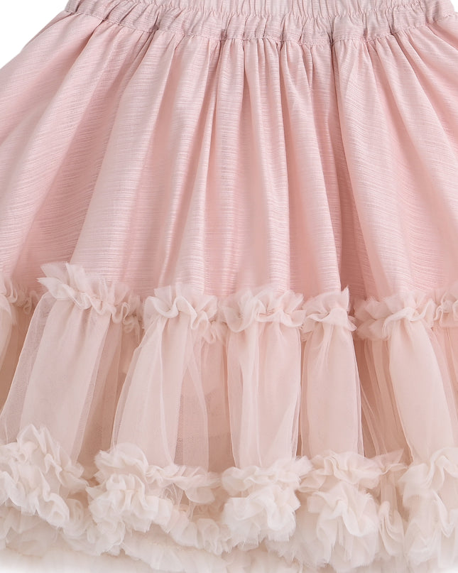 kids atelier sweet cactus Pink Tulle Ruffle Skirt Set
